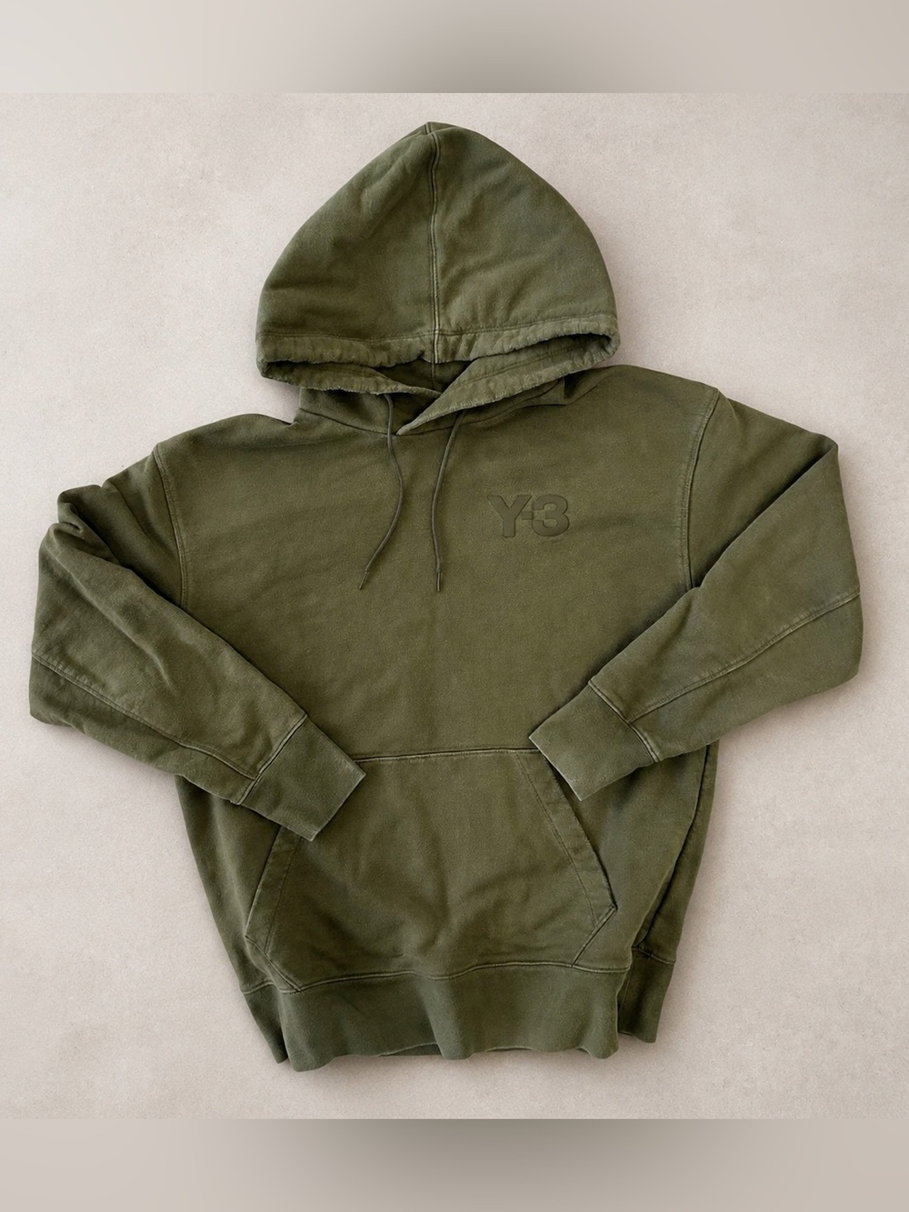 Olive green Adidas Y-3 by Yohji Yamamoto classic chest logo pullover hoodie